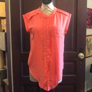 Peachy Pink Short Sleeve Button Down